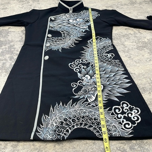 Black Groom Ao Dai Jacket with Dragon Embroidery Vietnamese Silk Sz S - Picture 6 of 11